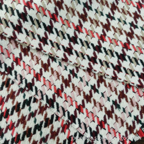 Woolen fashion houndstooth design with lurex fabrics